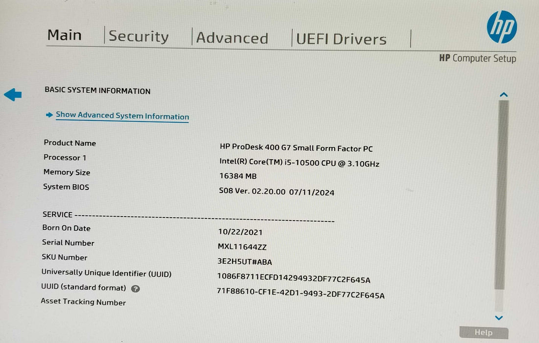 HP Prodesk 400 G7 SFF, Intel i5-10500 CPU 3.10GHz, 16GB RAM - No HDD Q