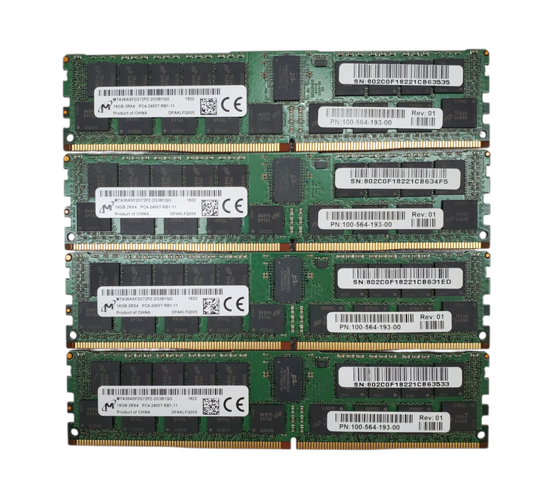 Lot 4x Micron 16GB 2RX4 PC4-2400T-RB1 DDR4 Server RAM