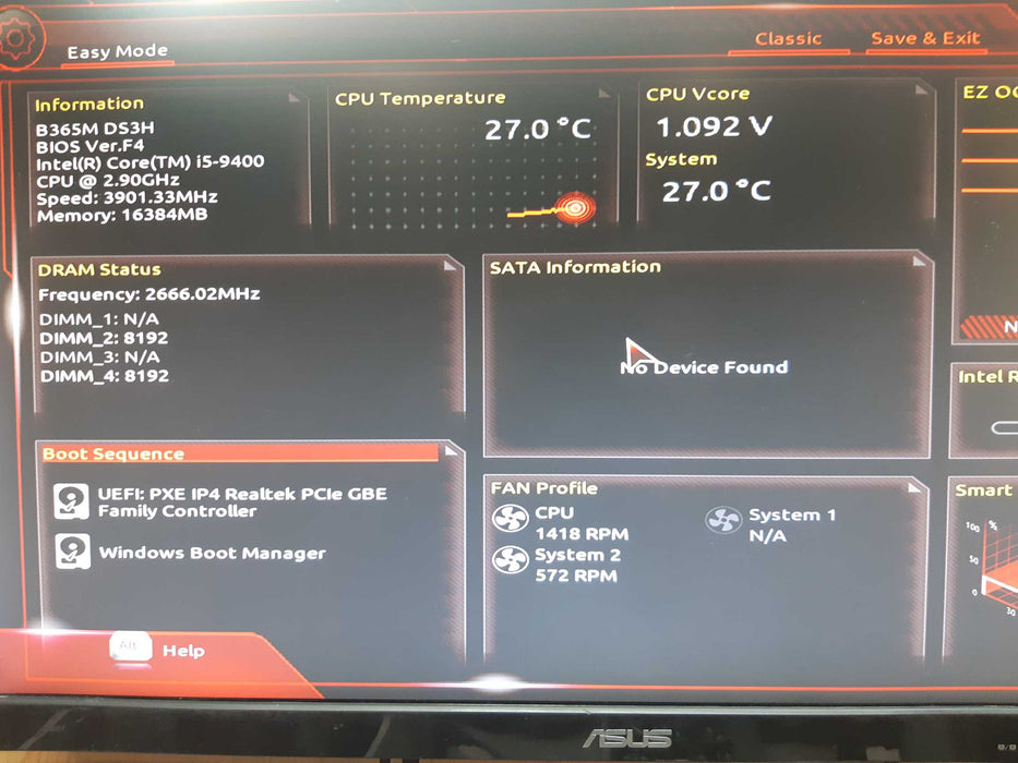 Cooler Master Custom PC B365M DS3H i5-9400 2.90 GHz 16GB DDR4 No HDD