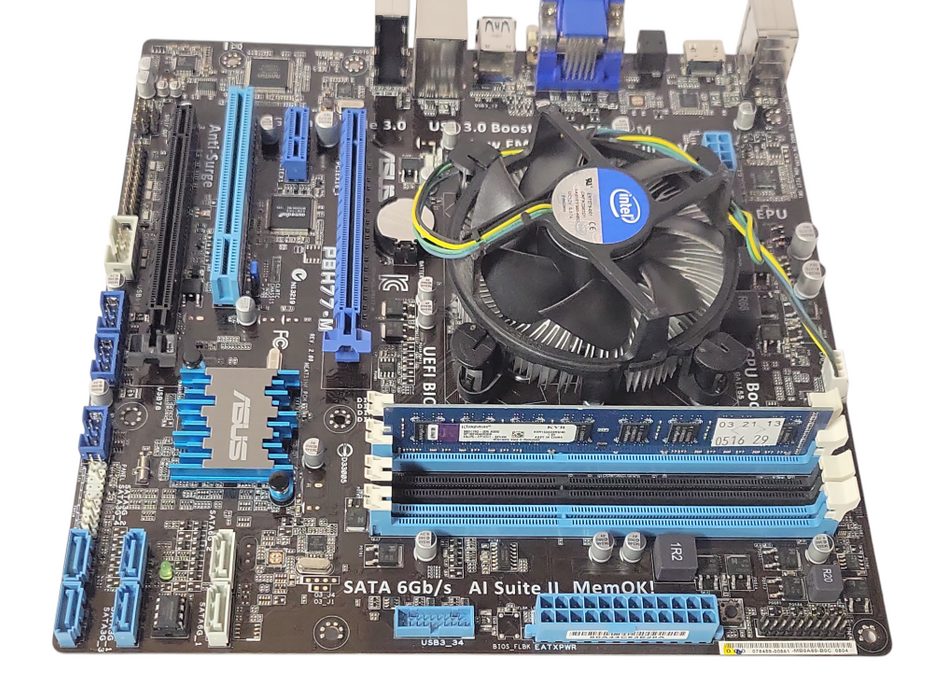 ASUS P8H77-M LGA1155 Motherboard w/ Core i3-3225, 4GB RAM,  I/O Shield  _