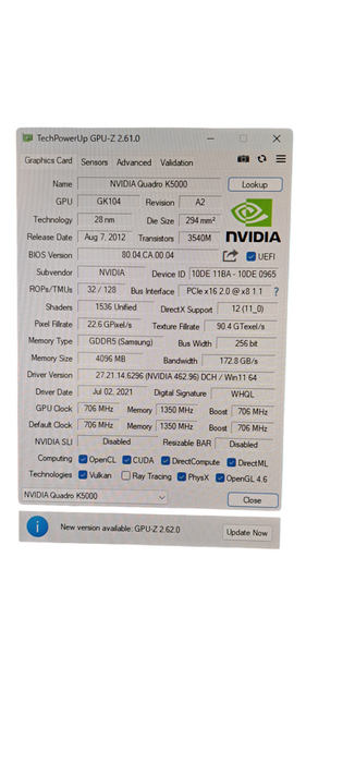 NVIDA Quadro K5000 4GB GDDR5 Graphics Card