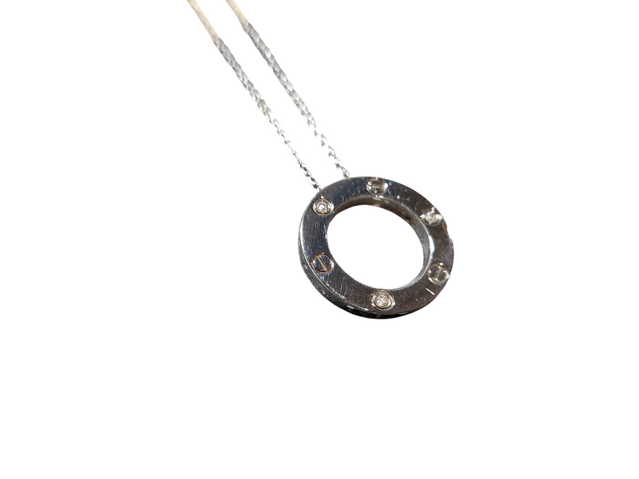 Authentic Cartier LOVE Necklace 18K White Gold & 3 Diamond  =