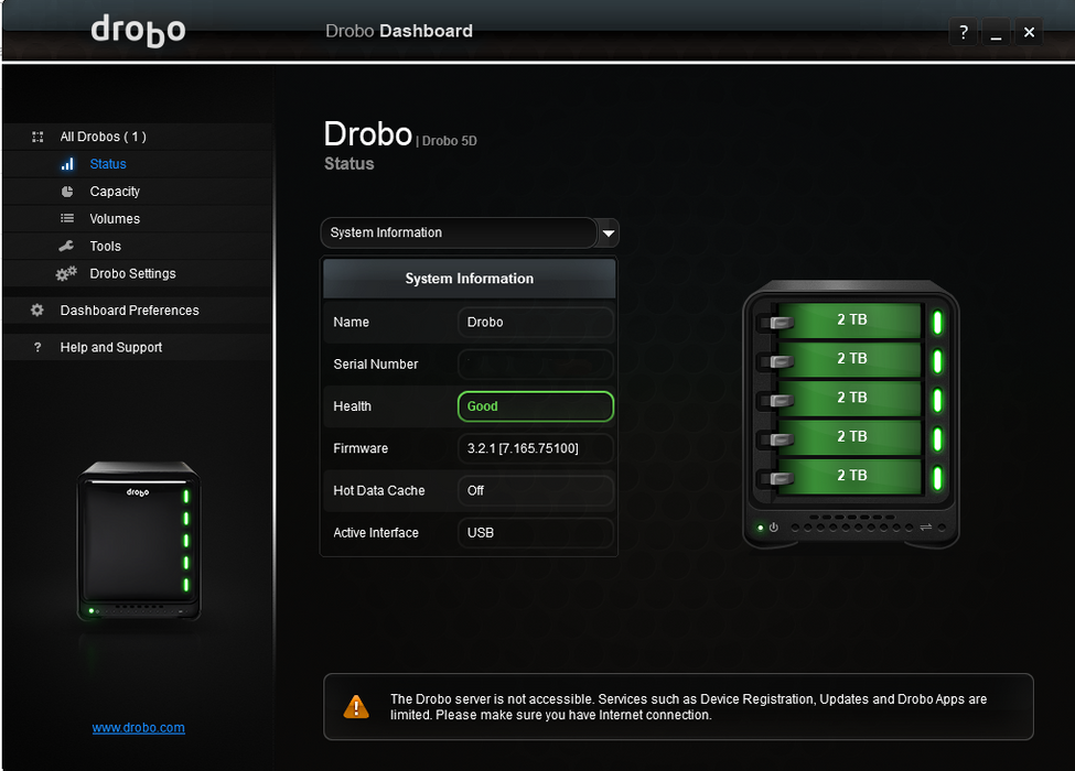 Drobo 5D DRDR5-A | 5-Bay USB3/Thunderbolt 2 Storage Array w/ 5x 2TB HDD's