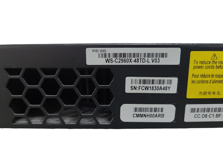 Cisco WS-C2960X-48TD-L, 48 Port Gigabit Switch, 2x 10G SFP+ UpLink