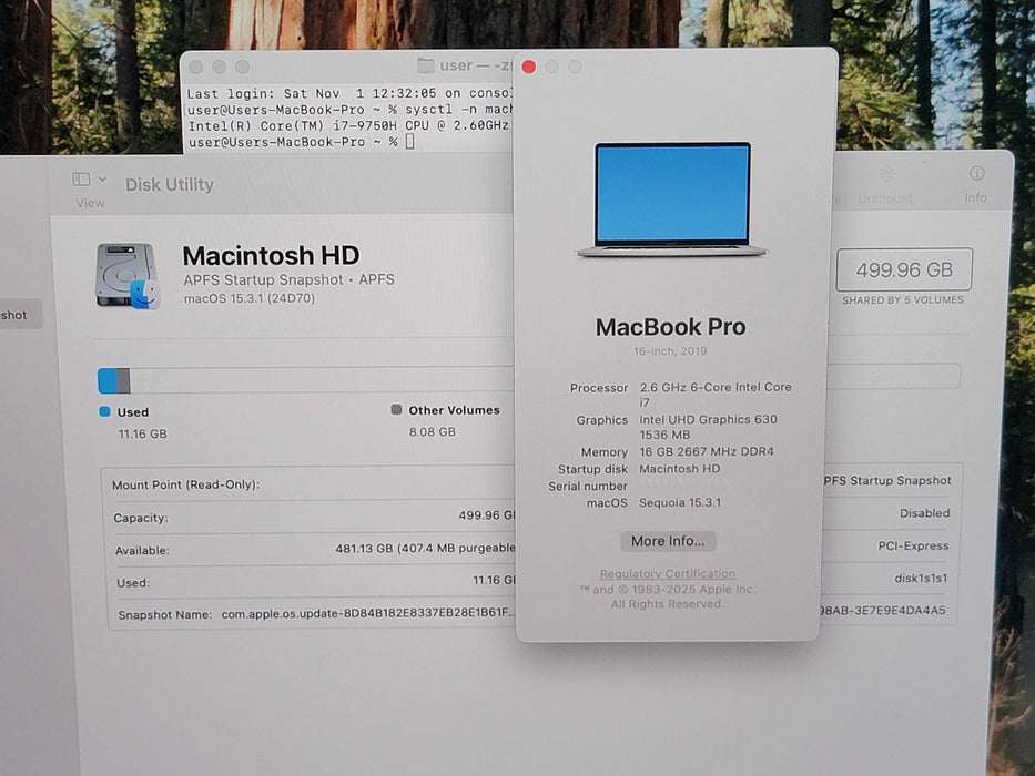 Apple Macbook Pro 2019 16" 6-Core i7-9750H@ 2.6GHz 16GB DDR4 500GB SSD GPU