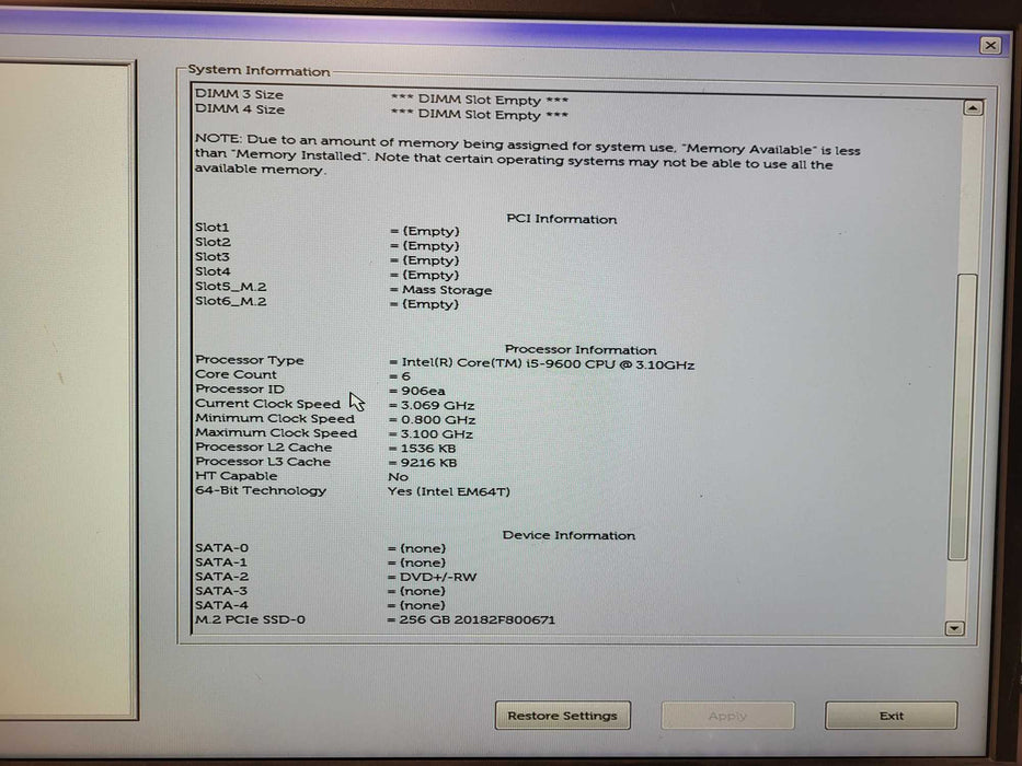 Dell Optiplex 7070 Mini Tower Intel i5-9600 @ Ghz 16GB DDR4 256GB NVme $