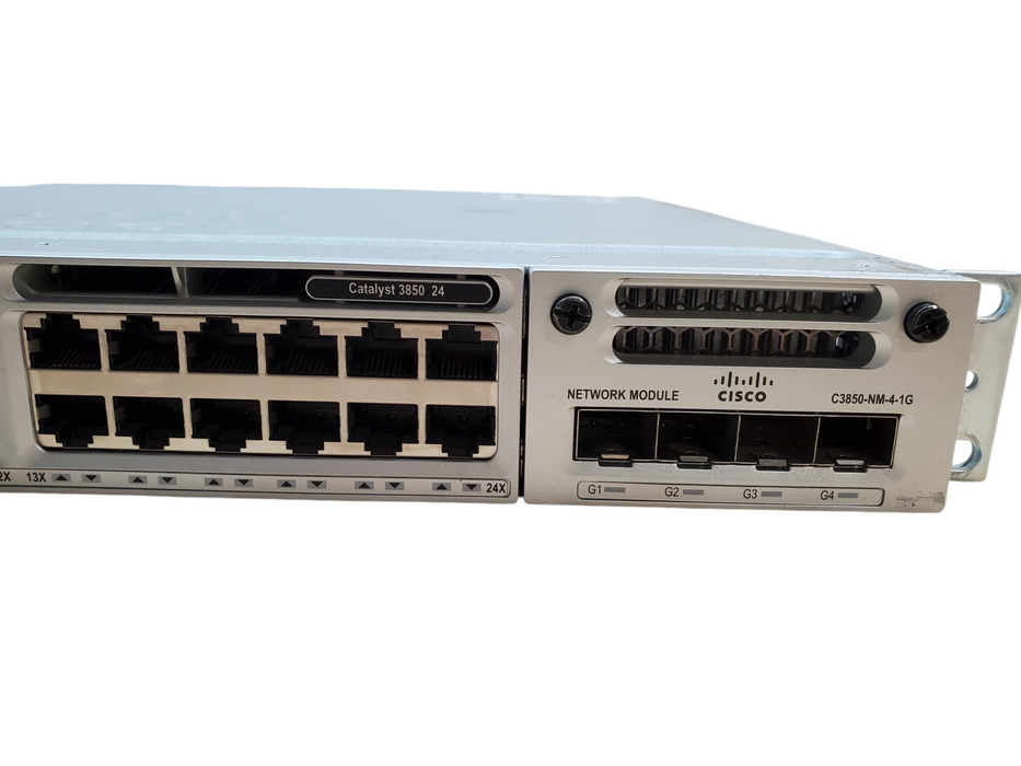 Cisco WS-C3850-24T-E V04 | 24-Port Gigabit Switch, 2x PSU, C3850-NM-4-1G