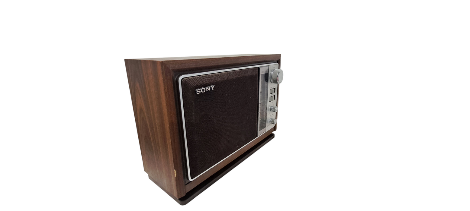 Vintage Sony ICF-9740W 2-Band AM/FM Radio Simulated Wood Cabinet | READ