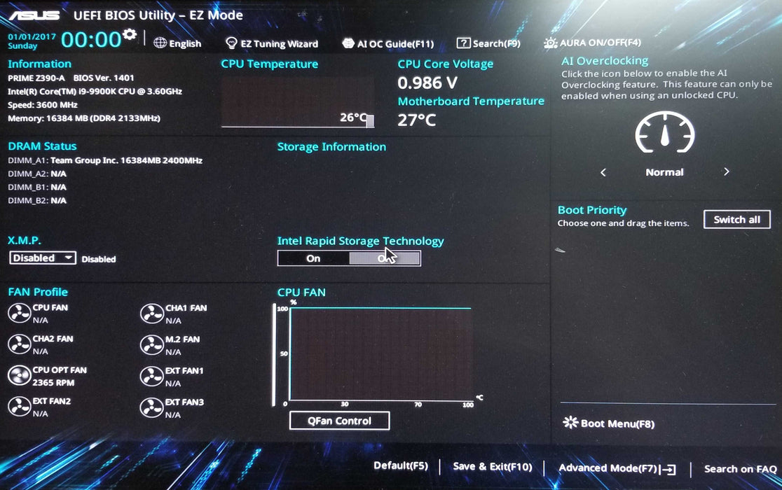 Asus Prime Z390-A Core i9-9900K CPU 16GB RAM CoolMaster 276mm Water cooler