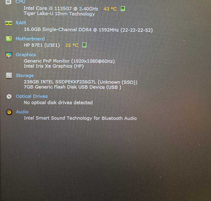 HP ProBook 450 G8 Core i5-1135G7@2.40GHz 16GB RAM 256GB SSD  Lap200