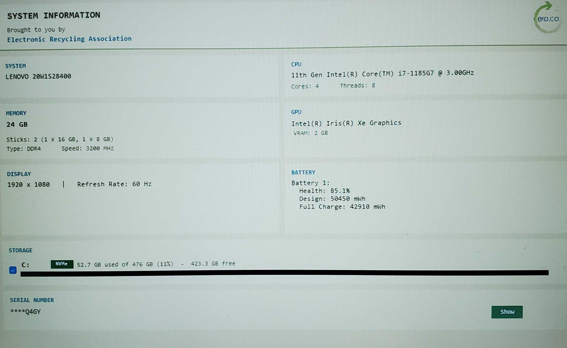 Lenovo ThinkPad T14 Gen 2 Core i7-1185G7 vPRO 24GB RAM 512GB  Lap200