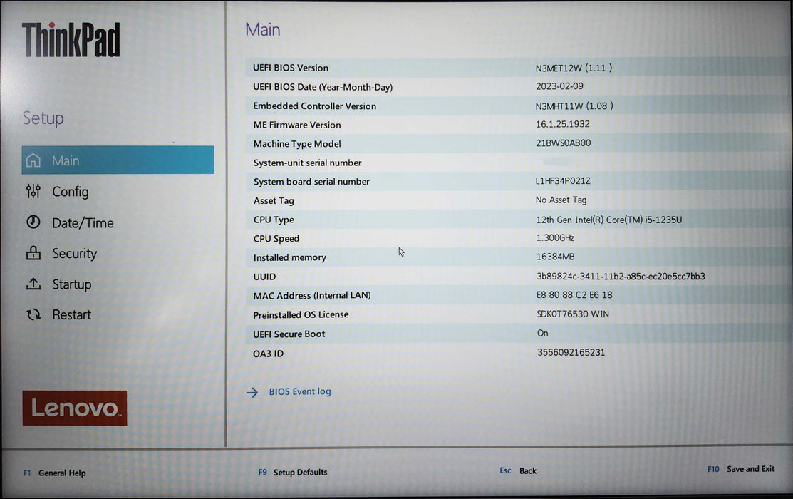 Lenovo ThinkPad T16 Gen 1, Intel i5-1235U 16GB DDR4, 256GB NVMe, 65W  Lap200