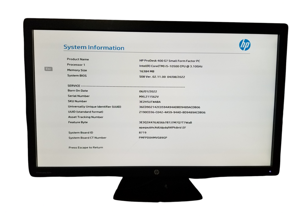 HP ProDesk 400 G7 SFF, i5-10500 3.10GHz, 16GB DDR4, 256GB NVMe