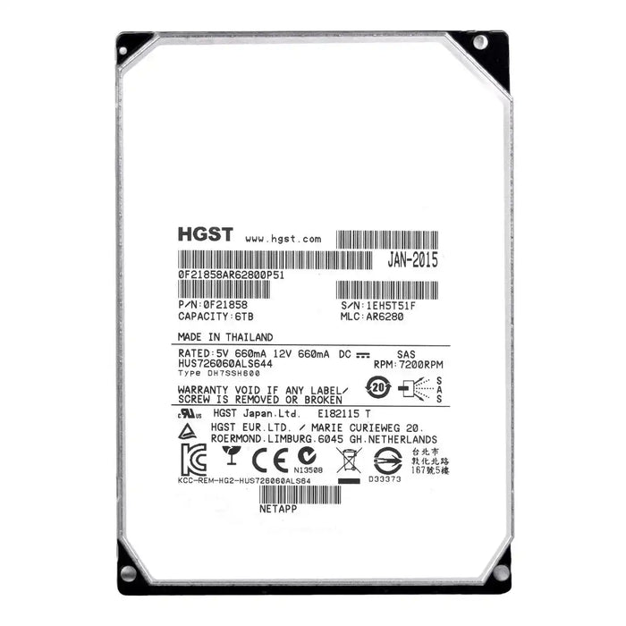 Lot 24x 6TB 3.5 HGST Ultrastar He6 HUS726060ALS644 7.2K 64MB SAS HDD