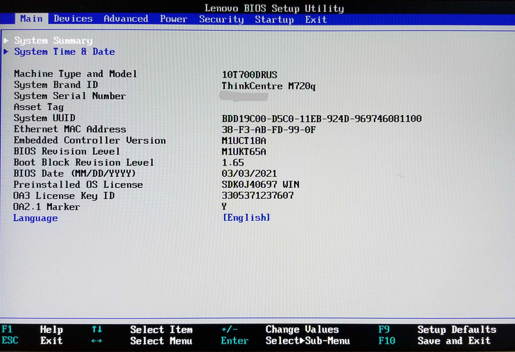 Lenovo ThinkCentre M720q USFF, i5-9500T CPU @2.20GHz, 8GB RAM - No HDD/SSD