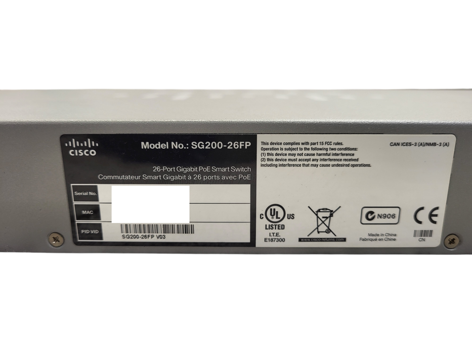Cisco SG200-26FP 26-Port Gigabit PoE Smart Switch SG200-26FP Q$