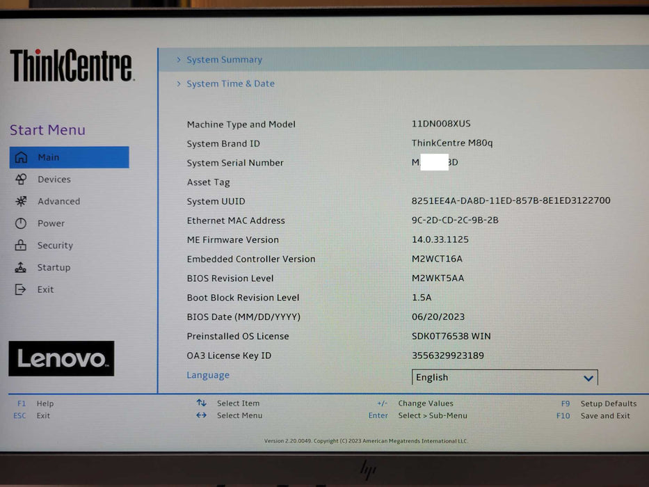Lenovo ThinkCentre M80q, Core i5-10500T 2.30GHz, 8GB DDR4, 256GB NVMe _