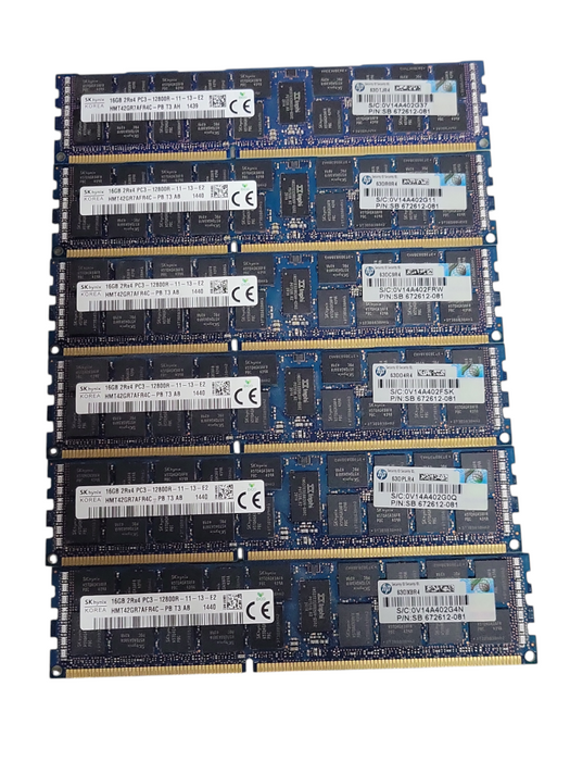 Lot of 6x SKhynix 16Gb 2Rx4 PC3-12800R DDR3 Server RAMs _
