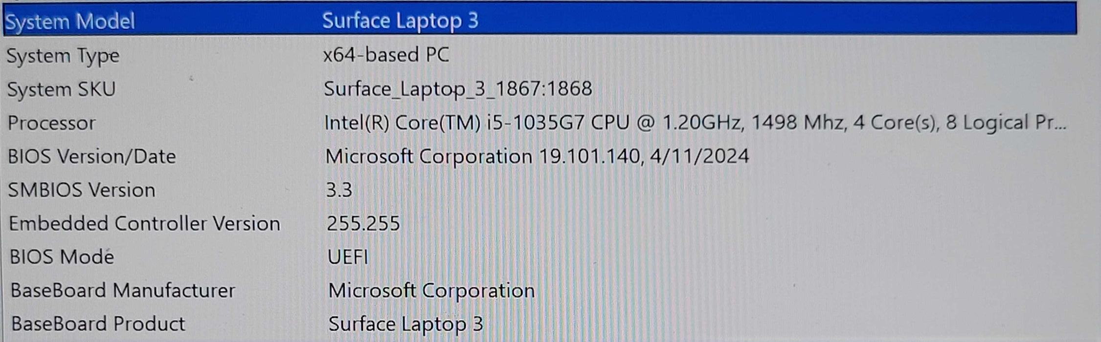 Microsoft Surface Laptop 3 1867 - i5-1035G7, 8GB DDR4, 256GB NVMe, *READ* _ Lap200