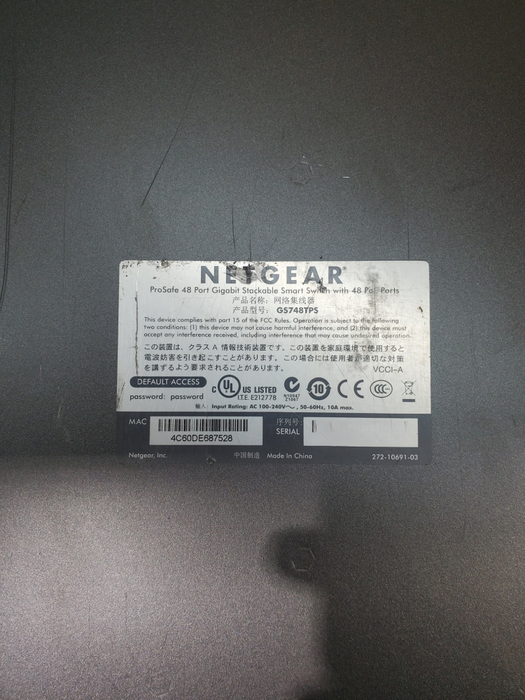 NetGear GS748TPS 48-Port Gigabit Stackable PoE Smart Switch
