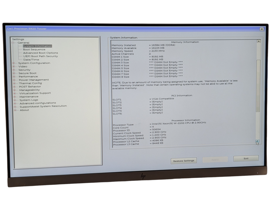 DELL Precision 5820 Intel Xeon W-2102 16GB RAM 256GB SSD Quadro K2200 4GB  -