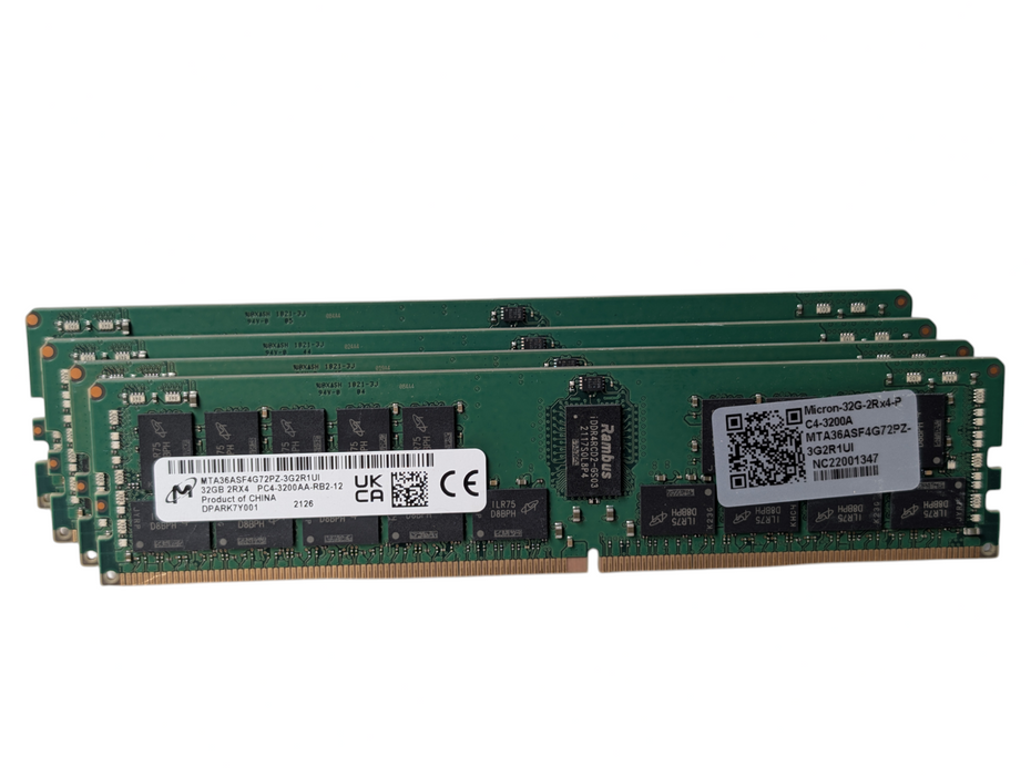 Kit of 128GB DDR4 Server Memory Kit 4x 32GB 2Rx4 PC4-3200AA-RB2-12 Micron -