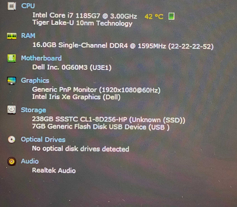 Dell Latitude 5520 Core i7-1185G7@3.0GHz 16GB RAM 256GB SSD Q Lap200