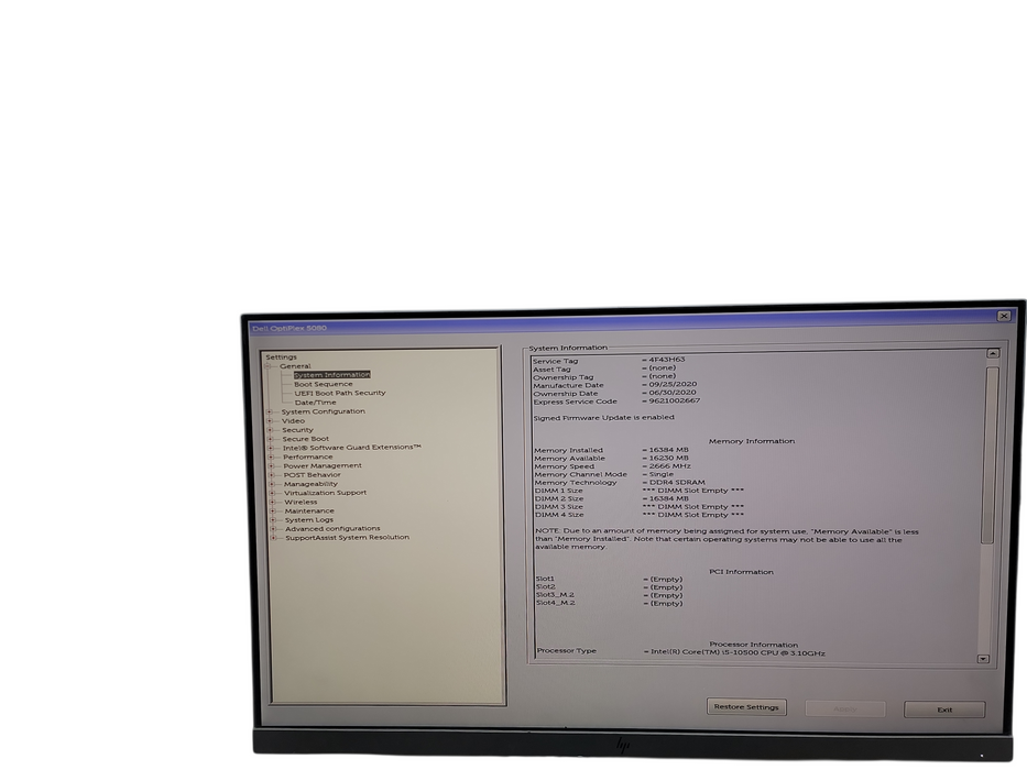 Dell OptiPlex 5080 SFF i5 - 10500 @ 3.10GHz 16GB DDR4 Ram  θ