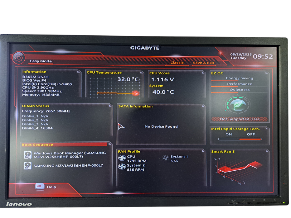 Custom Gigabyte PC | Intel Core i5-9400 @2.90GHz, 16GB DDR4, 256GB NVMe