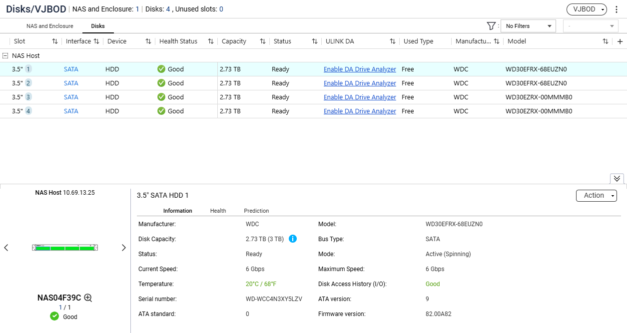 QNAP TS-453U-RP 4-Bays NAS, 4GB RAM, 12TB (4x3TB)HDDs