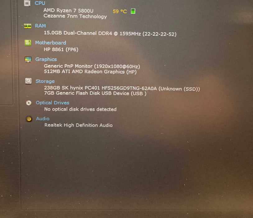 HP ProBook 445 G8 AMD Ryzen 7 5800U 16GB RAM 256GB SSD READ  Lap200