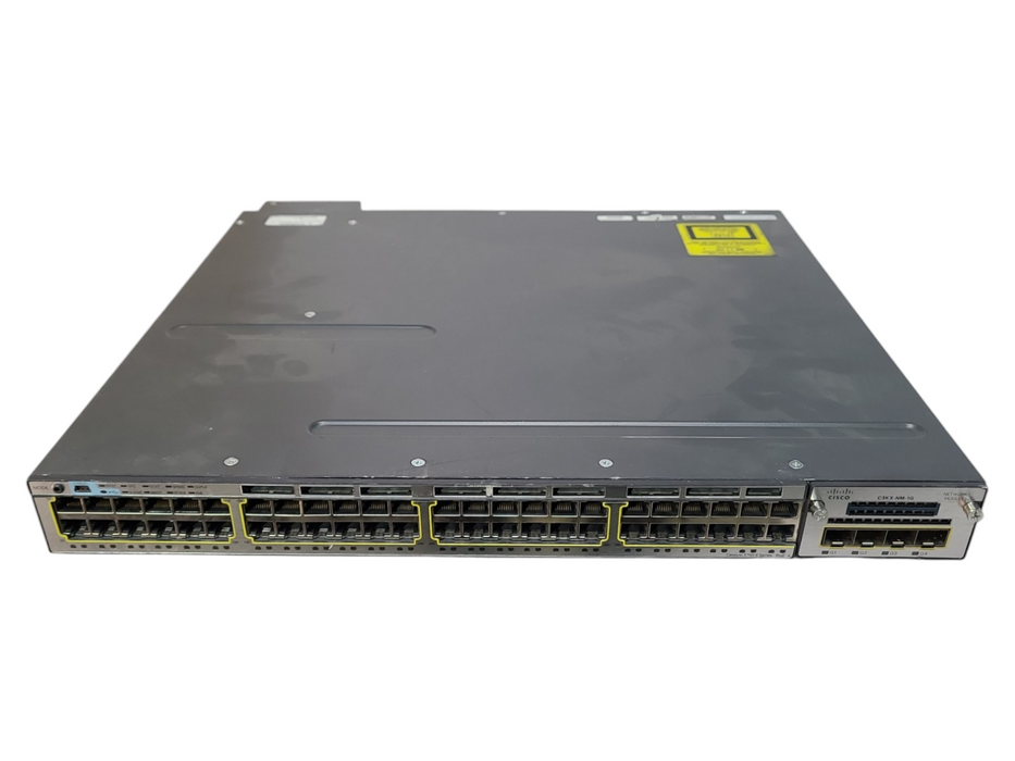 Cisco WS-C3750X-48P-S 48-Port Gigabit IP Base Switch, C3KX-NM-1G, 1x PSU