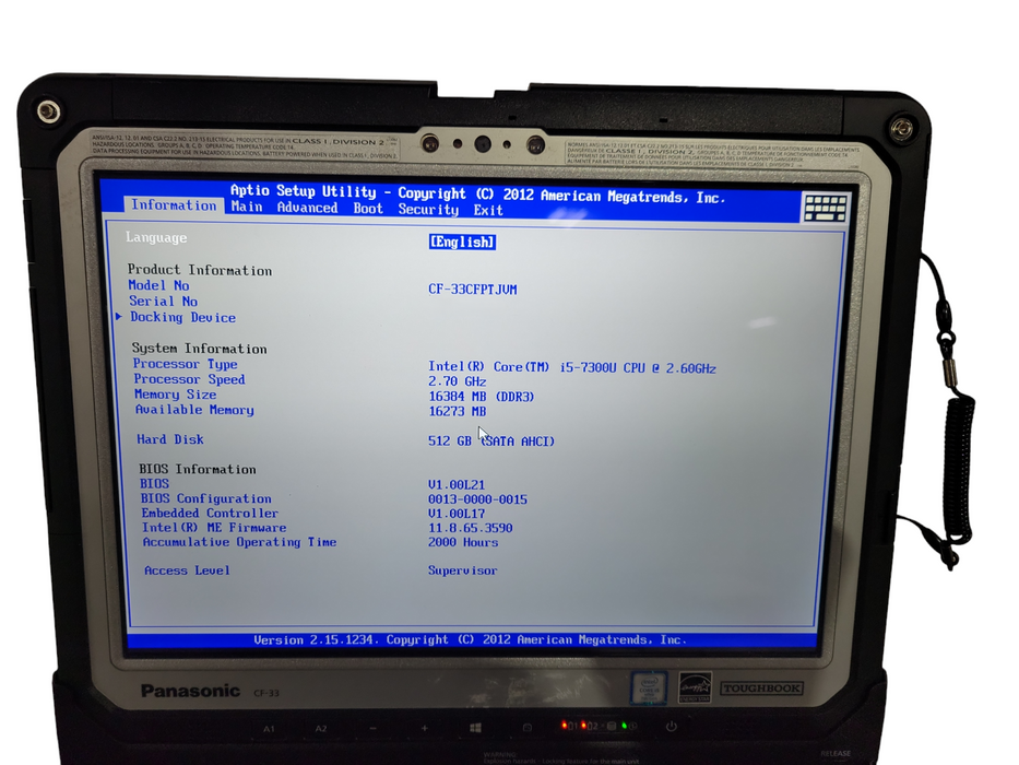 PANASONIC ToughBook CF-33 - Core i5-7300U 16GB RAM 512GB 2000HRS Q! Lap200