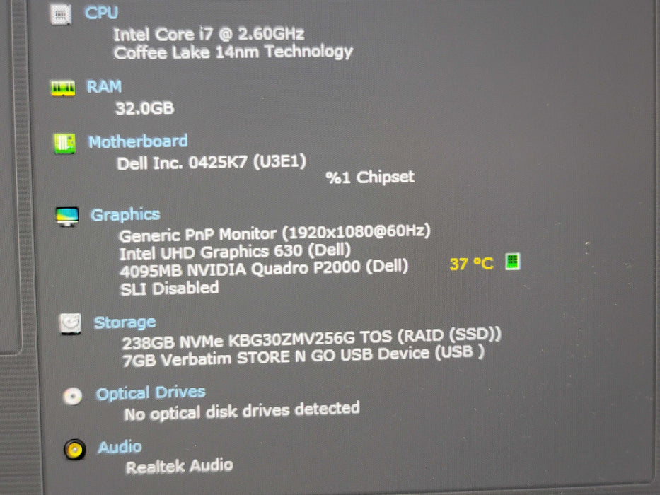 Dell Precision 7530 i7-8850H 32GB DDR4 Quadro P2000 256GB SSD  β Lap200