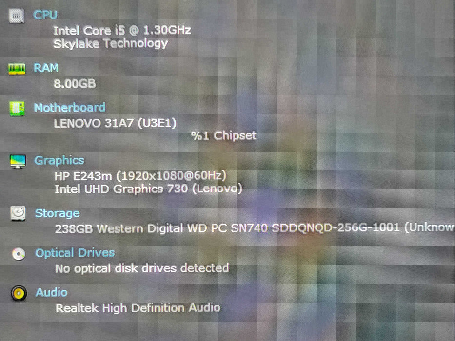 Lenovo ThinkCentre Mini M70q Gen2, Core i5-11400T 8GB RAM, 256GB M.2, READ _