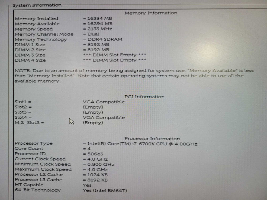 Dell Precision Tower 3620 Core i7-6700K 16GB RAM NO HDD 2x NVS 310 GPU Q!