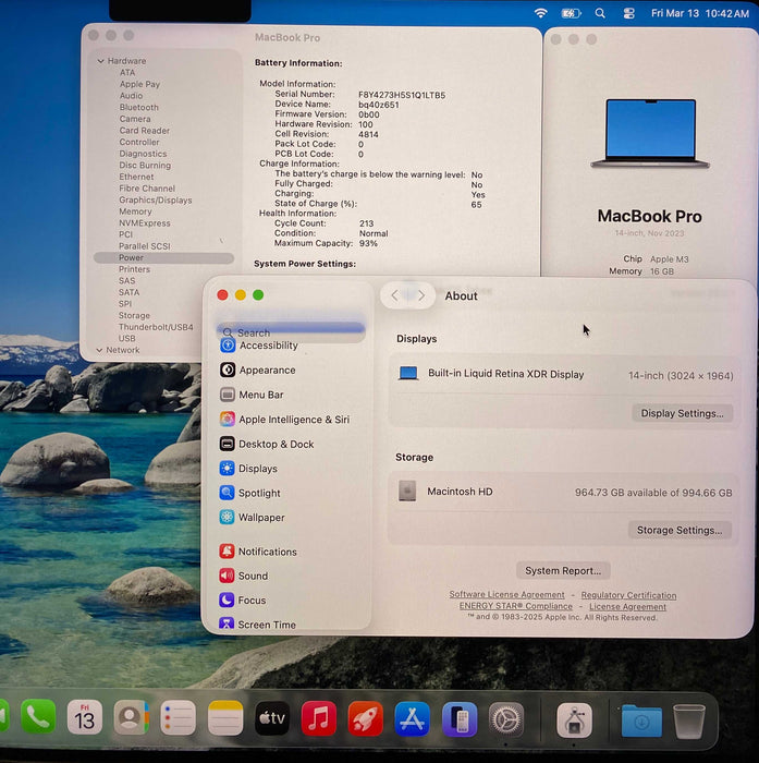 Apple MacBook Pro 14" 2023 M3 Space Gray 16GB RAM 1TB SSD No Power Adapter