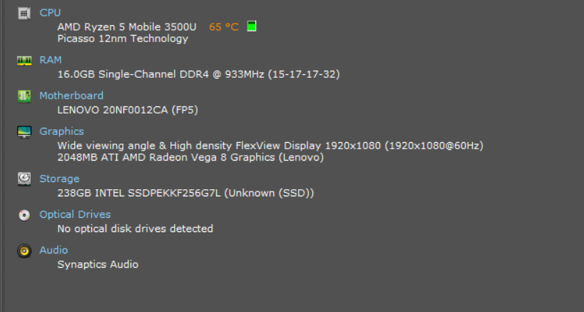 Lenovo ThinkpPad E595 Ryzen 5 3500U, 16GB DDR4, 256GB NVMe, No AC Adapter  Lap200