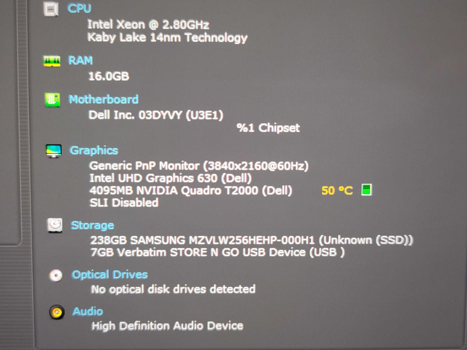 Dell Precision 5540 Xeon E-2276M 16GB DDR4 Quadro T2000 256GB SSD 4K TOUCH β Lap200