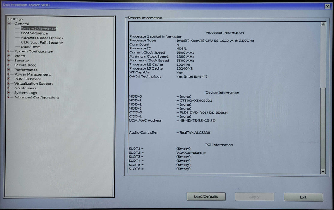 Dell Precision T5810, Xeon E5-1620 v4 3.50GHz, 16GB DDR4, 500GB SSD, K2200