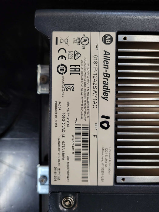 Allen Bradley 6181P-12A2SW71AC /F 12.1" Integrated Display Computer $