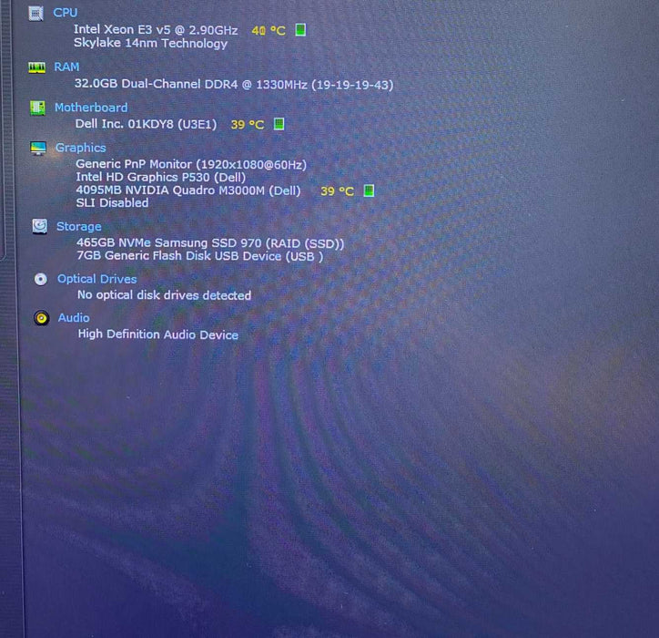 Dell Precision 7710 XEON E3-1535M v5 QUADRO M3000M 4GB GPU 32GB 500SSD READ  Lap200