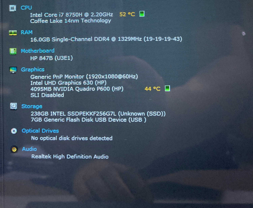 HP ZBook 15v G5 TOUCH i7-8750H QUADRO P600 4GB GPU 16GB RAM 256GB SSD Q Lap200