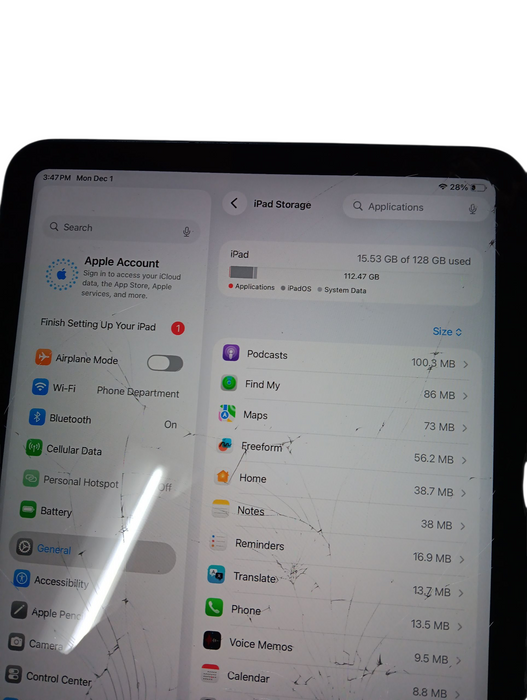 Apple iPad A16 11th Gen - Blue - 128GB [A3355] WiFi/Cellular READ