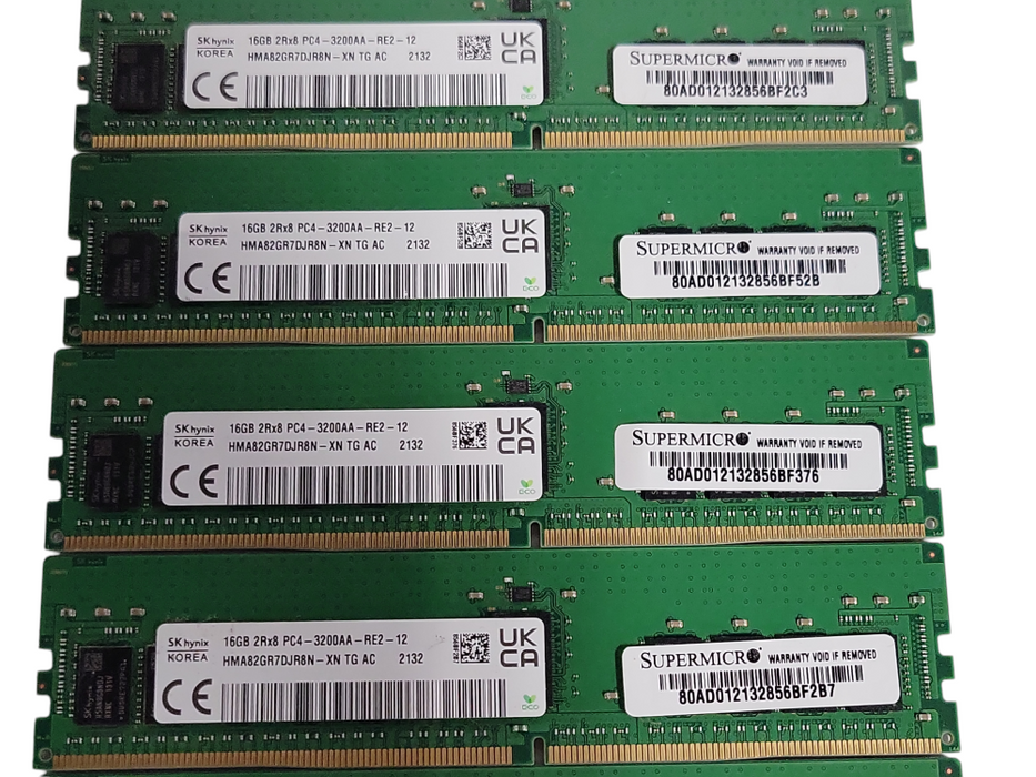 Lot of 8x SKHynix 16GB 2Rx8 PC4-3200AA-RE2 HMA82GR7DJR8N-XN Server Memory _