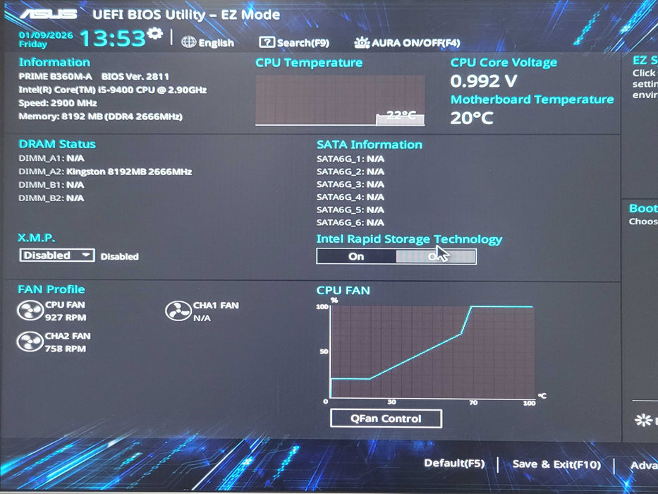 Custom/Asus Prime B360M-A Tower PC, core I5-9400, 8GB DDR4, 450W PSU _