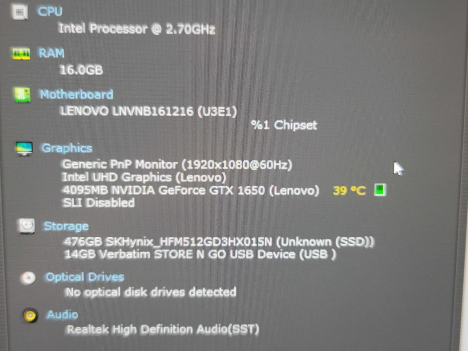 Lenovo ThinkBook 15p G2 ITH i5-11400H 16GB DDR4 GTX 1650 512GB NVMe β Lap200