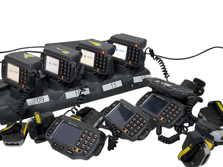 Lot of 8x Motorola WT4090-WA0PC6GA2WR w/ 7x ring scanners and charger, READ _