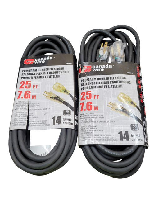 LOT of 3x Pro/Farm Rubber Flex Cord - Single outlet - 14 Gauge
