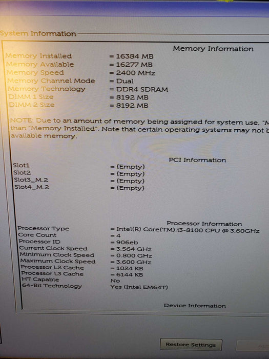 Dell Optiplex 3060 SFF - i3-8100@3.6GHz 16GB DDR4, 240GB SSD
